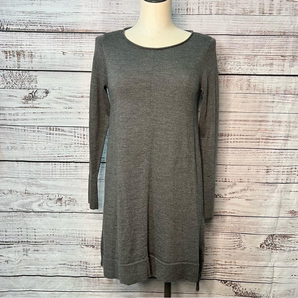 Eileen Fisher XS 100% Merino Wool Dress Long Sleeve Minimalist‎ Closet Staple